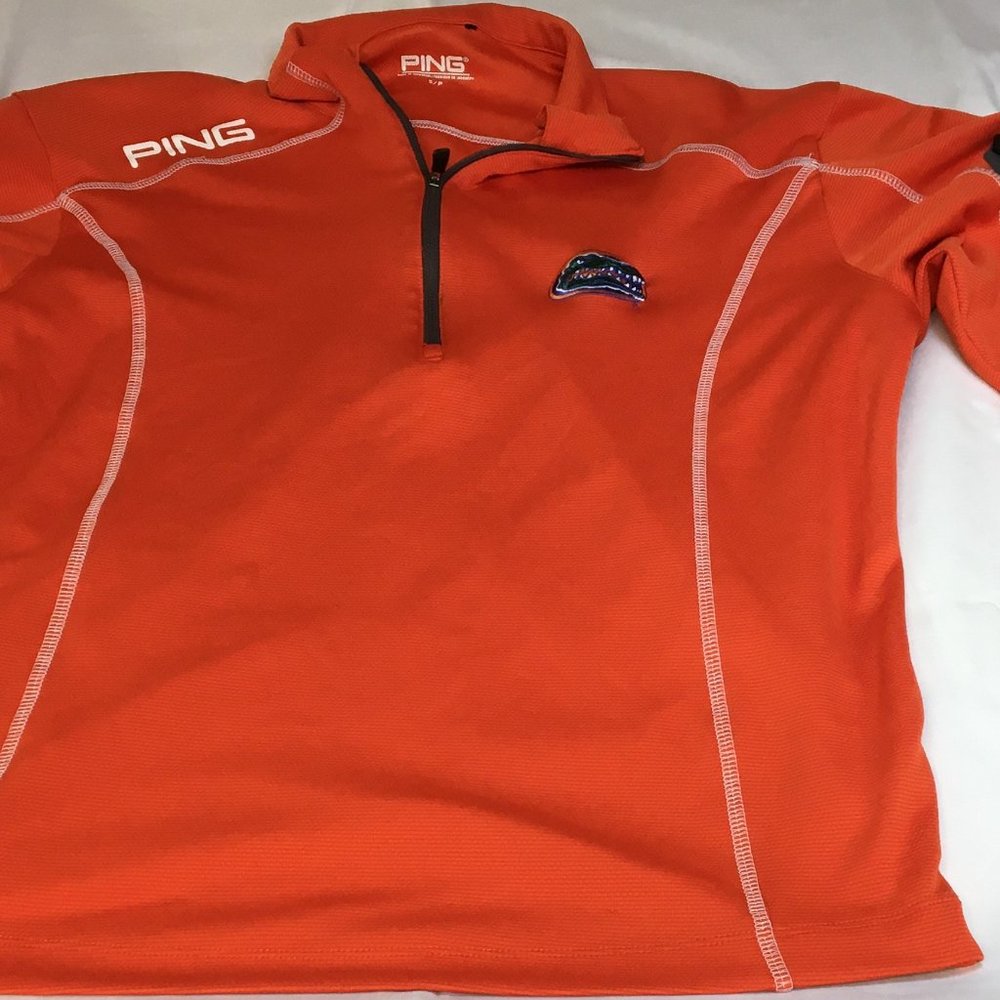 PING x FLORIDA Size S Men's Orange Sports Shirt Sensor Cool Orange Gator Logo